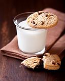 Glass of Milk and Chocolate Chip Cookie