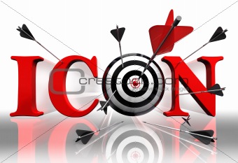 icon red word and conceptual target