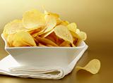 potato chips in a white bowl