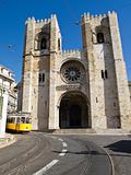Lisbon Cathedral With Streetcar