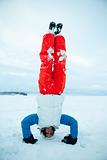Headstand in winter