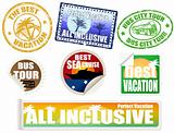 Set of vacation labels and stamps