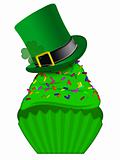 St Patricks Day Cupcake with Colorful Sprinkles