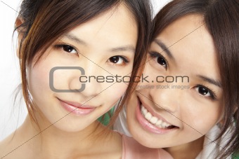close up portrait asian girls face