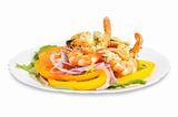 Salad with shrimp, mussels