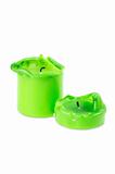 Two green big  melting  candle