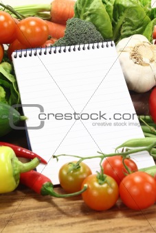 shopping list with vegetables
