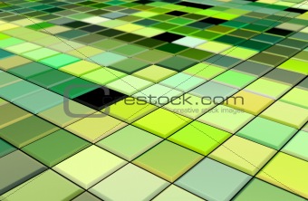 3d render mixed green tiled wall floor pavement