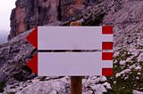 Blank direction signs in the mountains