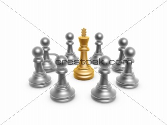 king surrounded by pawn