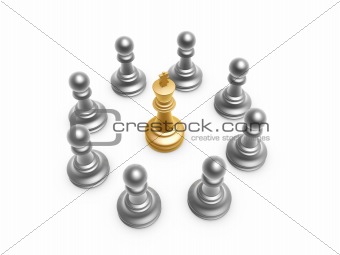 king surrounded by pawn