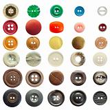 Collection of vintage sewing buttons isolated in white