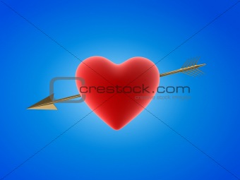 heart hit by a golden arrow