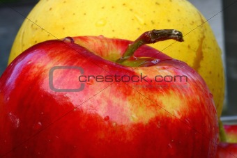 yellow and red apple