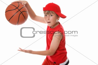 Playing basketball