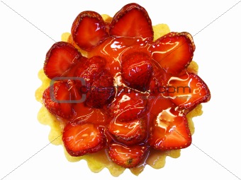 strawberry pie isolated from top angle