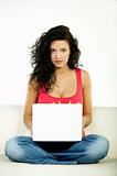 Brunette with laptop