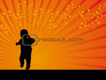 Child vector orange background