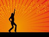 Disco dancing pose vector orange background