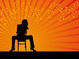  Girl Sitting on the chair Pose vector background