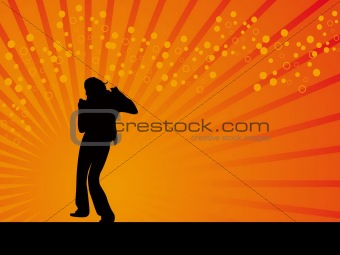 Man on shivering pose vector background