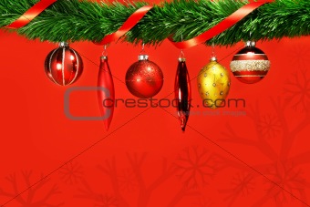 Variety of holidays balls hanging 