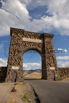 North Entrance of Yellowstone NP. City of Gardiner, Montana.