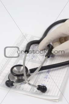 Stethoscope on a medical record