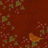 mottled brown textured background with bird in branches
