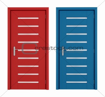 Red and blue doors