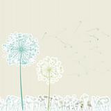 Vintage two dandelions in wind on light. EPS 8 vector file included