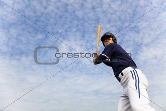 young baseball player ready for  swing