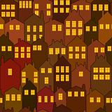 seamless night city house background pattern