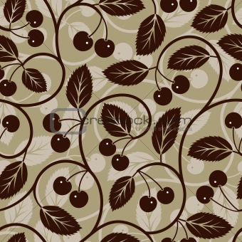 seamless cherry with leaf background pattern