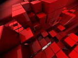 abstract red cubes background