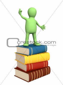 3d puppet with books