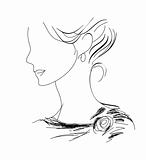 Woman profile sketch