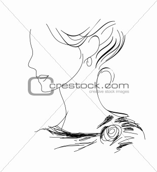 Woman profile sketch