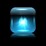 Vector blue glowing button-bulb for your design
