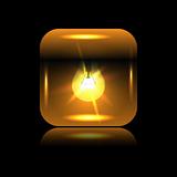 Vector orange glowing button-bulb for your design