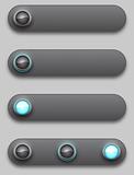 Black convex long button, off, selected and pushed