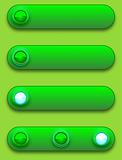 Green convex long button, off, selected and pushed