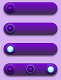 Purple convex long button, off, selected and pushed