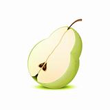 Isolated realistic half of the pear 