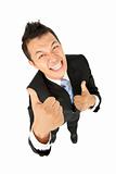 happy asian businessman with thumbs up