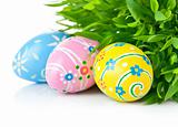 Easter eggs in the green grass
