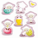 Cute easter stickers isolated