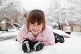 Winter Portrait of a Happy Little Girl