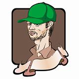 man with a cap and ribbon clip art