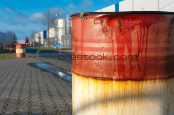 rusty oil barrel